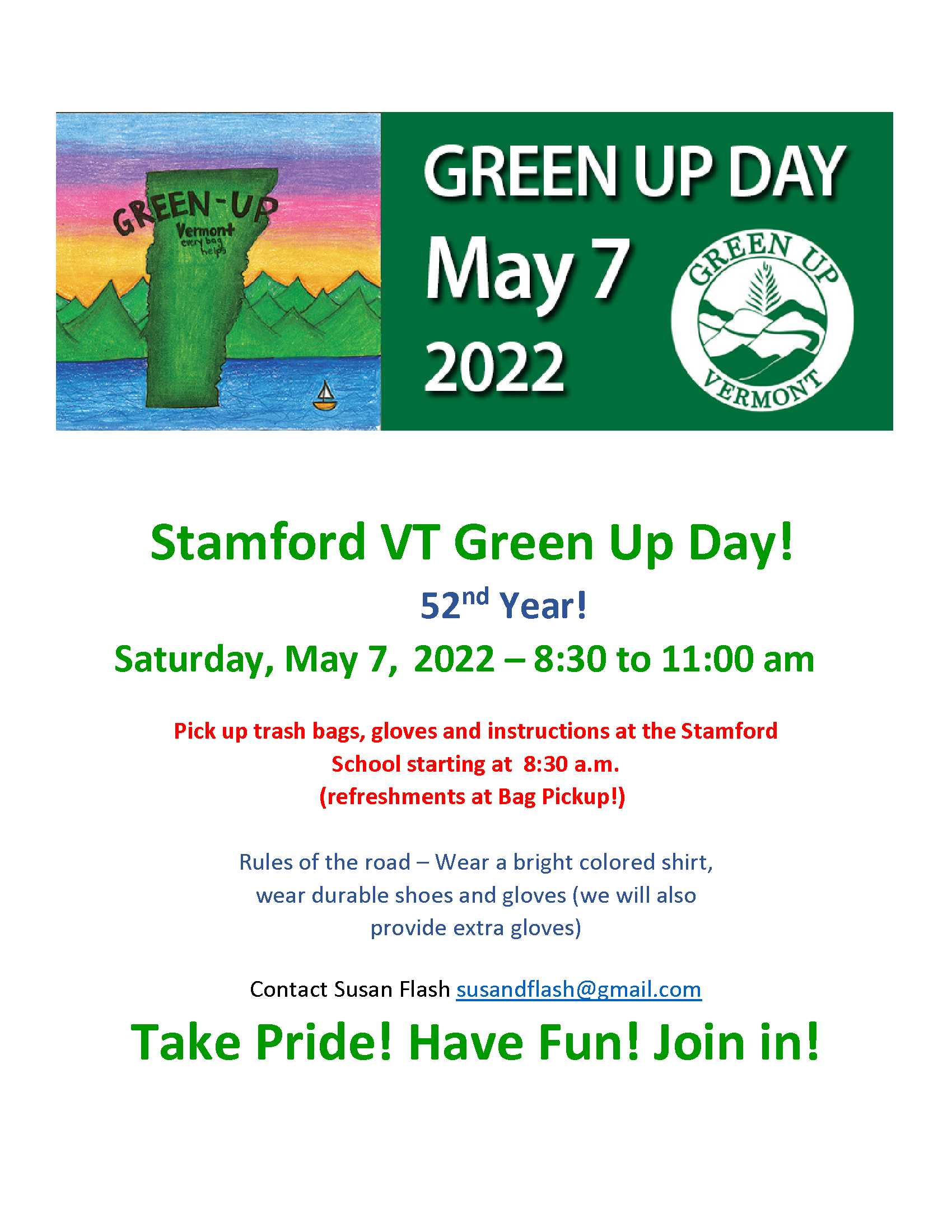 Green Up Day Town of Stamford VT